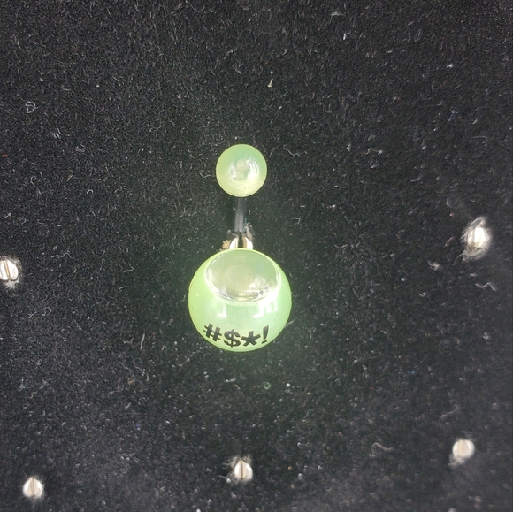 Neon Green Plastic Magic 8 Ball Belly Ring - Picture 4 of 6